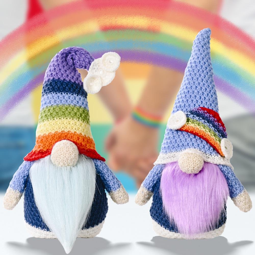 Hand-knitted Plush Rainbow Gnome For Holiday Gift And Decoration、、sdecorshop