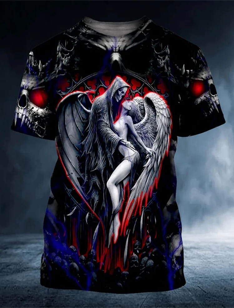 Kakacloud Men's T-shirt Skull Daily 3D Print Outdoor Street Short Sleeve Print Clothing Apparel Sports Designer Oversized Casual Tee shirt