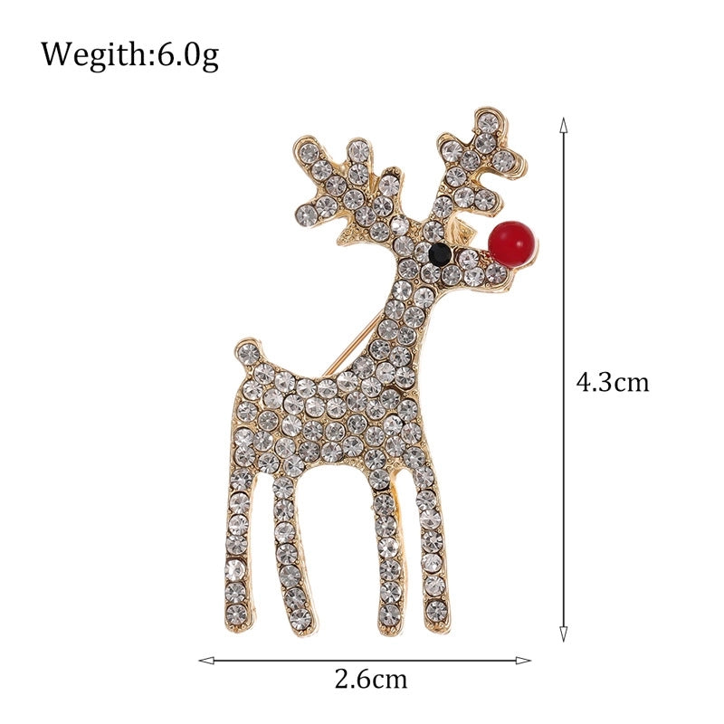 Cute Pin Gift Box Snowman Elk Zinc Alloy Enamel Plating Inlay Rhinestones Unisex Brooches