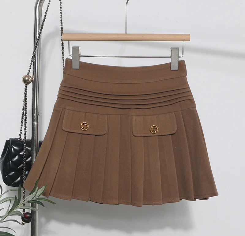 Uveng The Real Shot Of The Hairy Skirt Women's Autumn And Winter High-Waist A Word Small Incense Style Skirt Small Skirt 8262