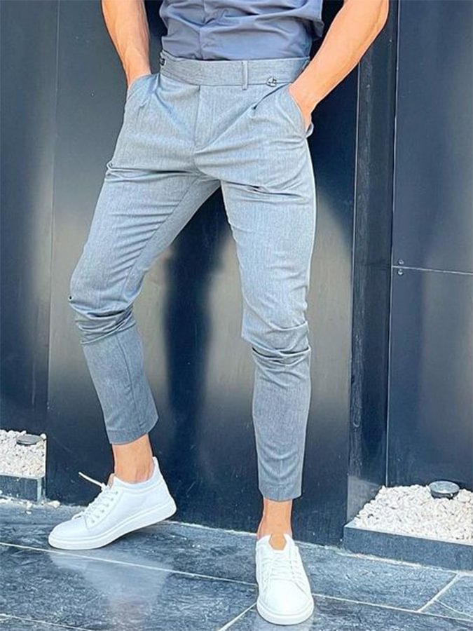 Men's Elegant Light Gray Pants