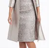 Women's Sheath Dress Knee Length Dress Silver 3/4 Length sleeve