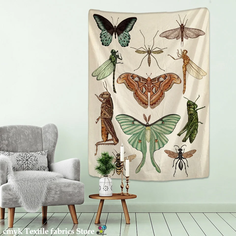 Nordic Psychedelic Butterfly Tapestry Wall Hanging Bohemian Hippie Witchcraft Tarot Science Fiction Room Home Decor