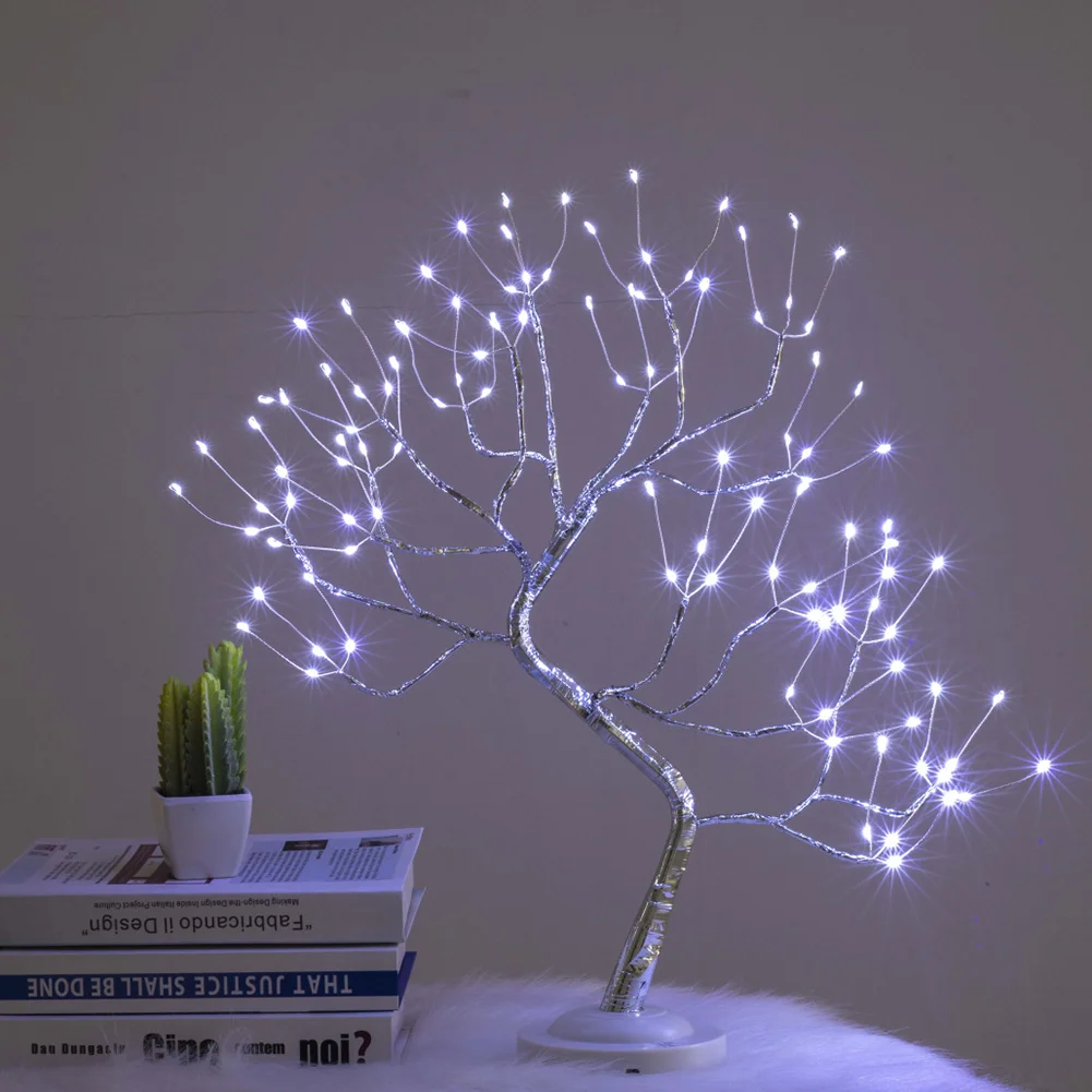 108 LED Touch Night Light Christmas Tree Copper Wire Fairy Lamp Cool White