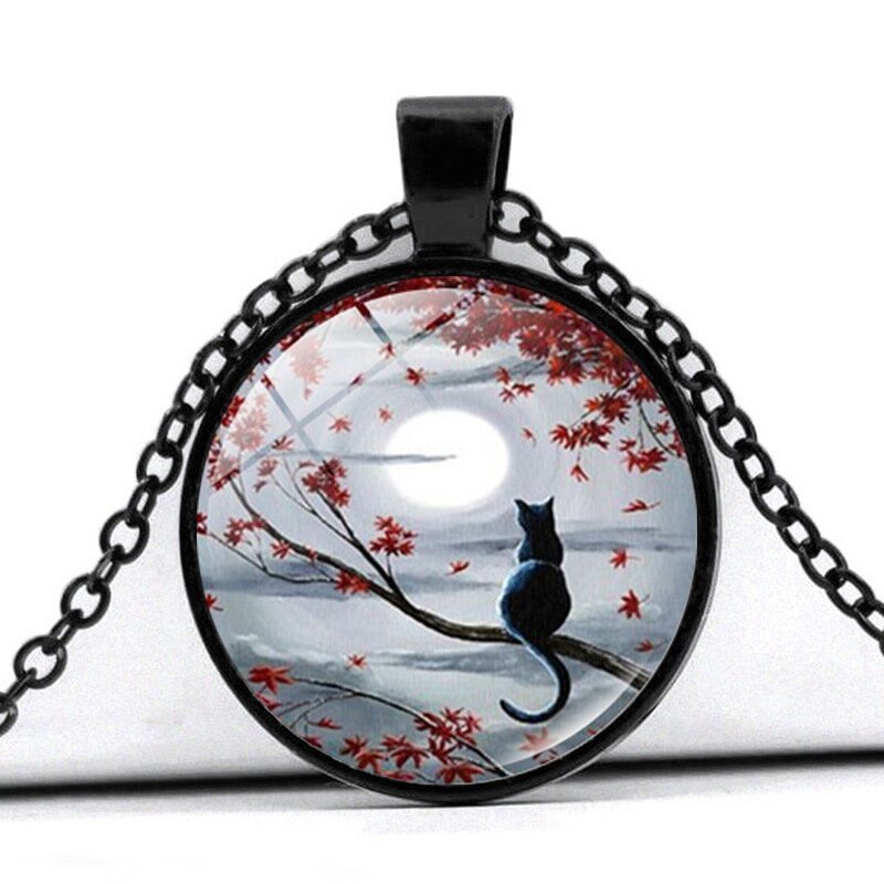 Blue Moon Branch and Cat Time Gemstone Necklace