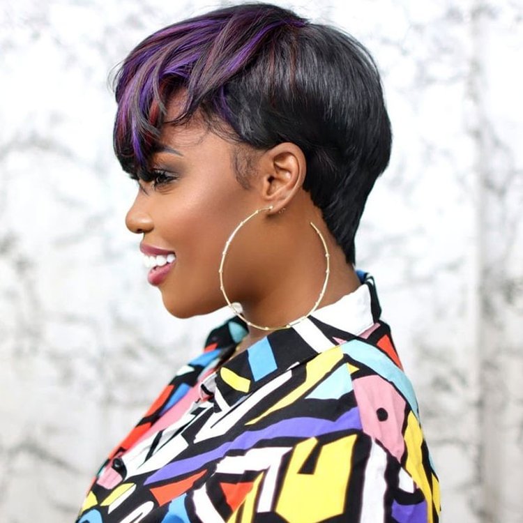 2022 Hot New Fashion Colorful Wgs With Bands Natural Pixie Cut Wig