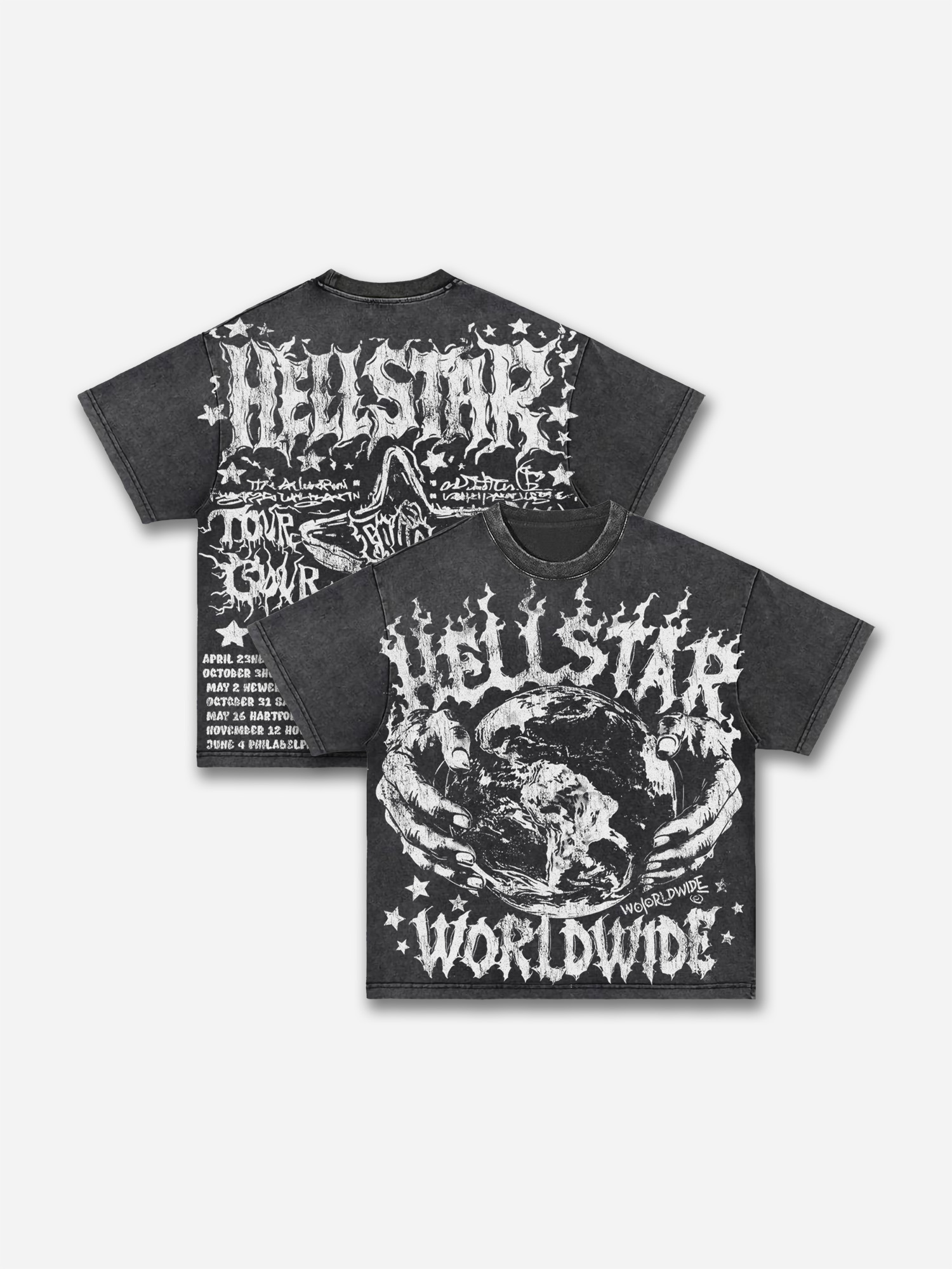 Retro Worldwide Graphic Acid Wash T-shirt