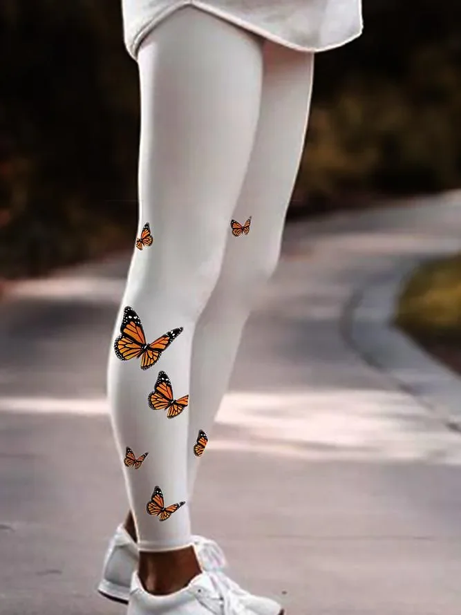 Women's Butterfly Print Cropped Leggings