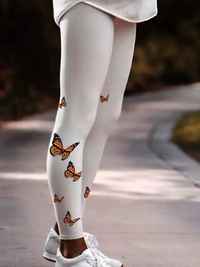 Women's Butterfly Print Cropped Leggings