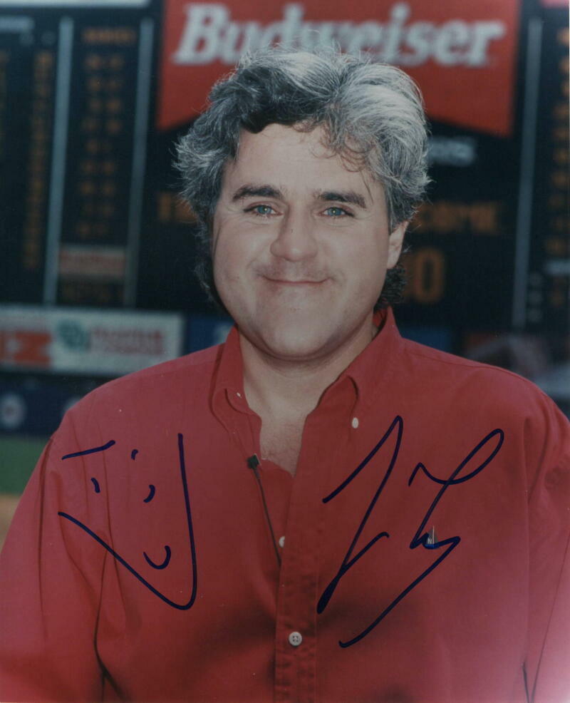 JAY LENO SIGNED AUTOGRAPH 8x10 Photo Poster painting - THE TONIGHT SHOW LEGEND JAY LENO'S GARAGE