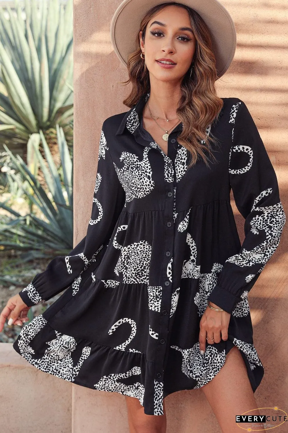 Size Curve Blouses Crane Print Loose Oversized Blouse