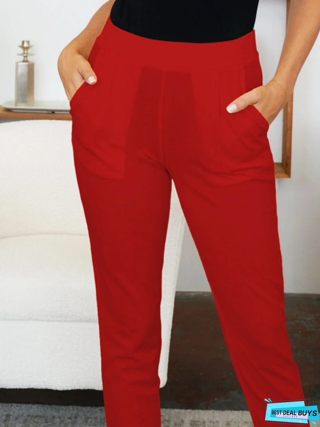 Pocketed High Waist Skinny Pants