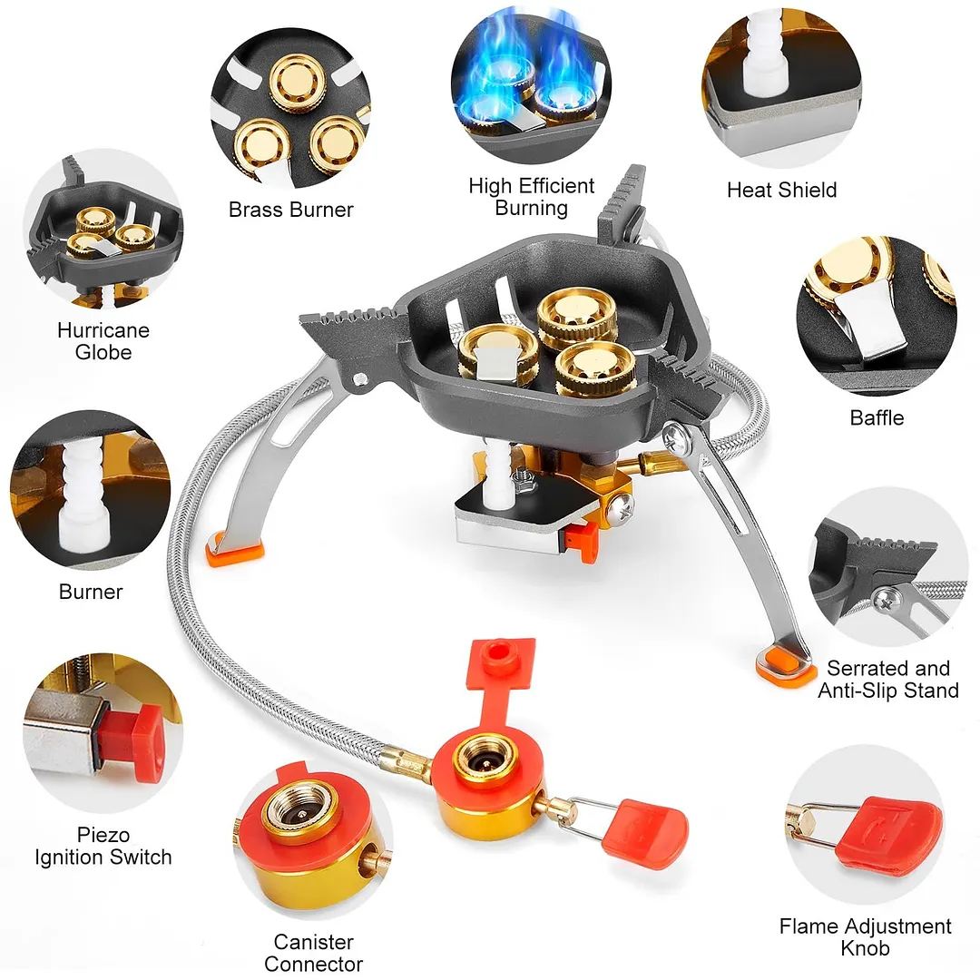 🔥LAST DAY 49% OFF🌟9900W/7200W Windproof Camping Stove. Camping Gas Stove with Piezo Ignition
