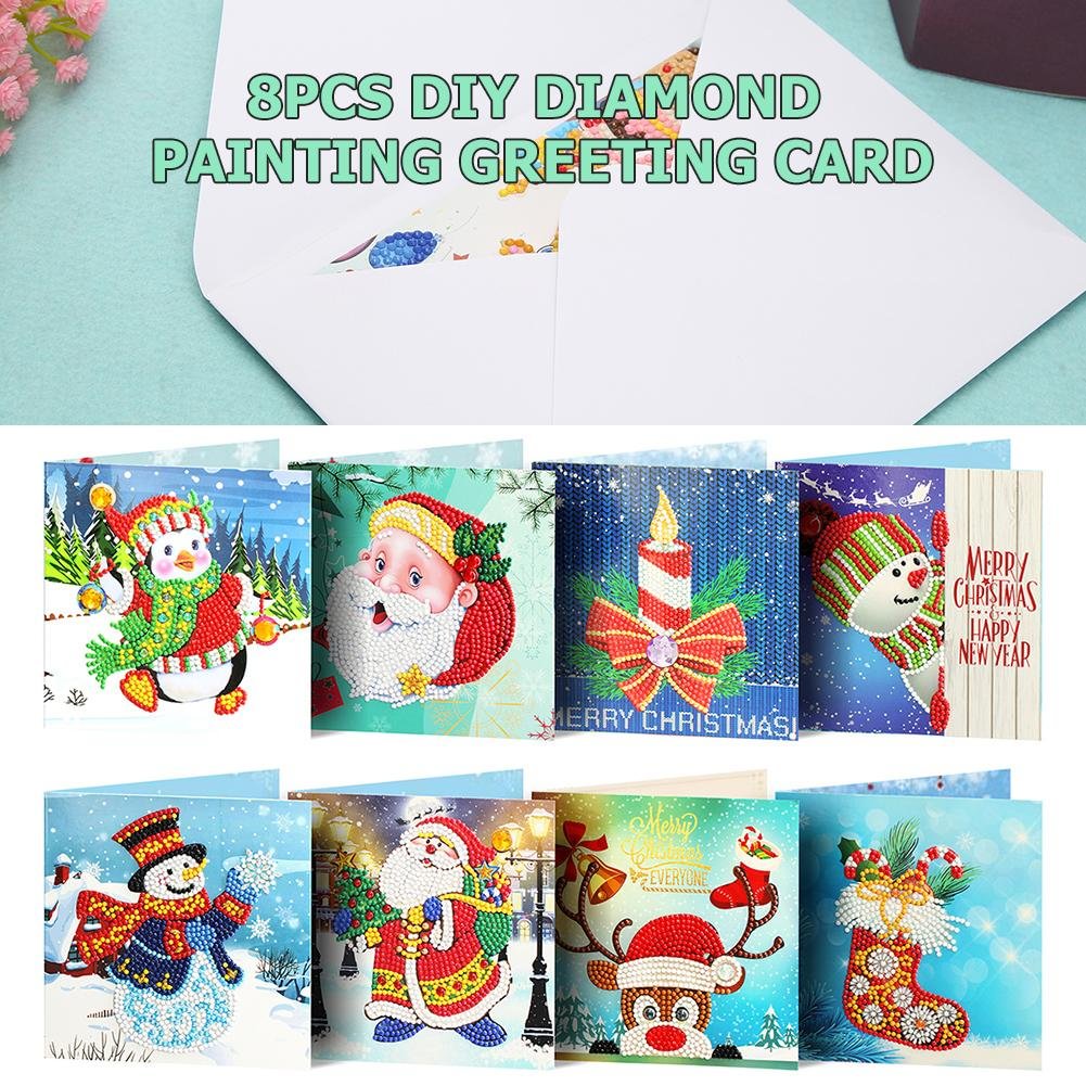 8pc 5D DIY Diamond Painting Greeting Card Birthday Xmas Gift