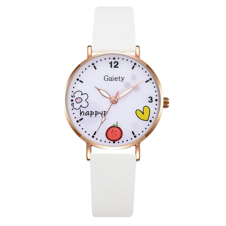 Kids Watches Pink Cute Children's Wristwatch Cartoon Pattern Quartz Watch Set for Girls Fashion Students' Clock Relogio Feminino