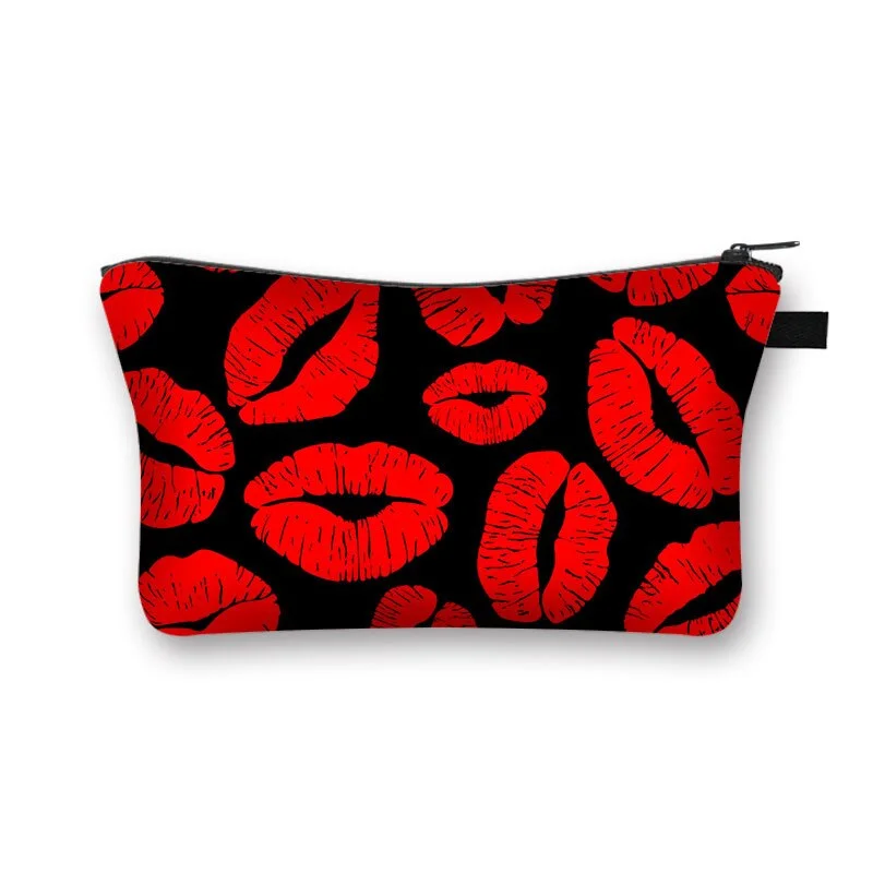 Polyester Cosmetic Bag - Red Lips
