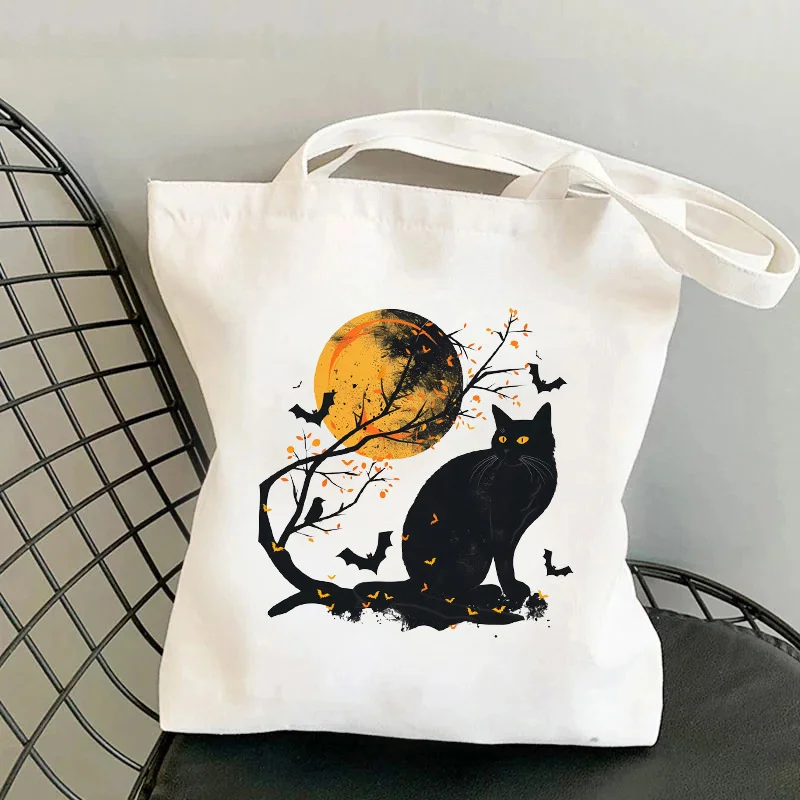 Black Cat Pumpkin Halloween Tote Bag
