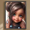 >SALE<5D DIY Full Round Drill Diamond Painting Curly Haired Big Eyed Girl Decor30x40cm