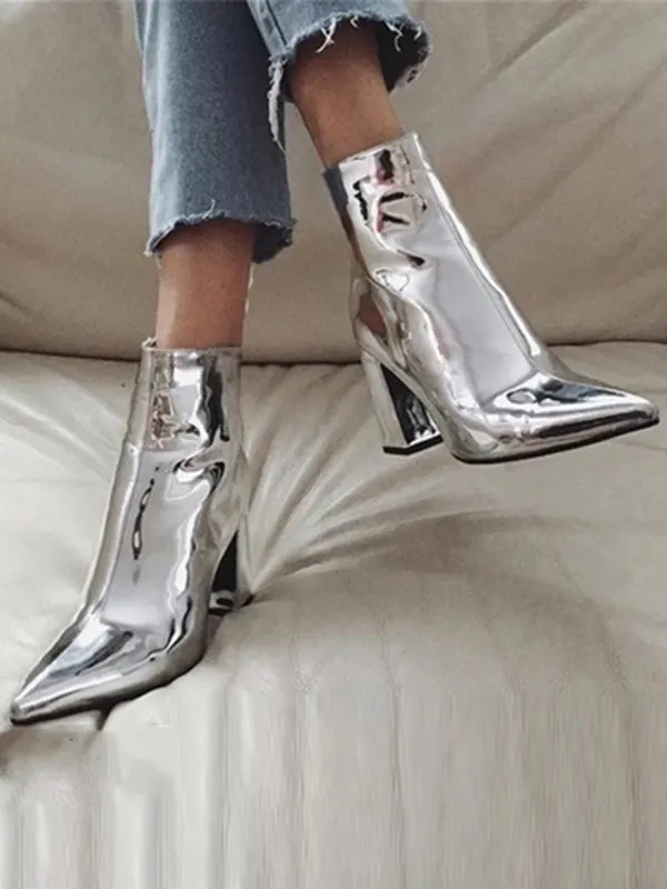 Pointed-Toe Split-Joint Boots Sock Boots