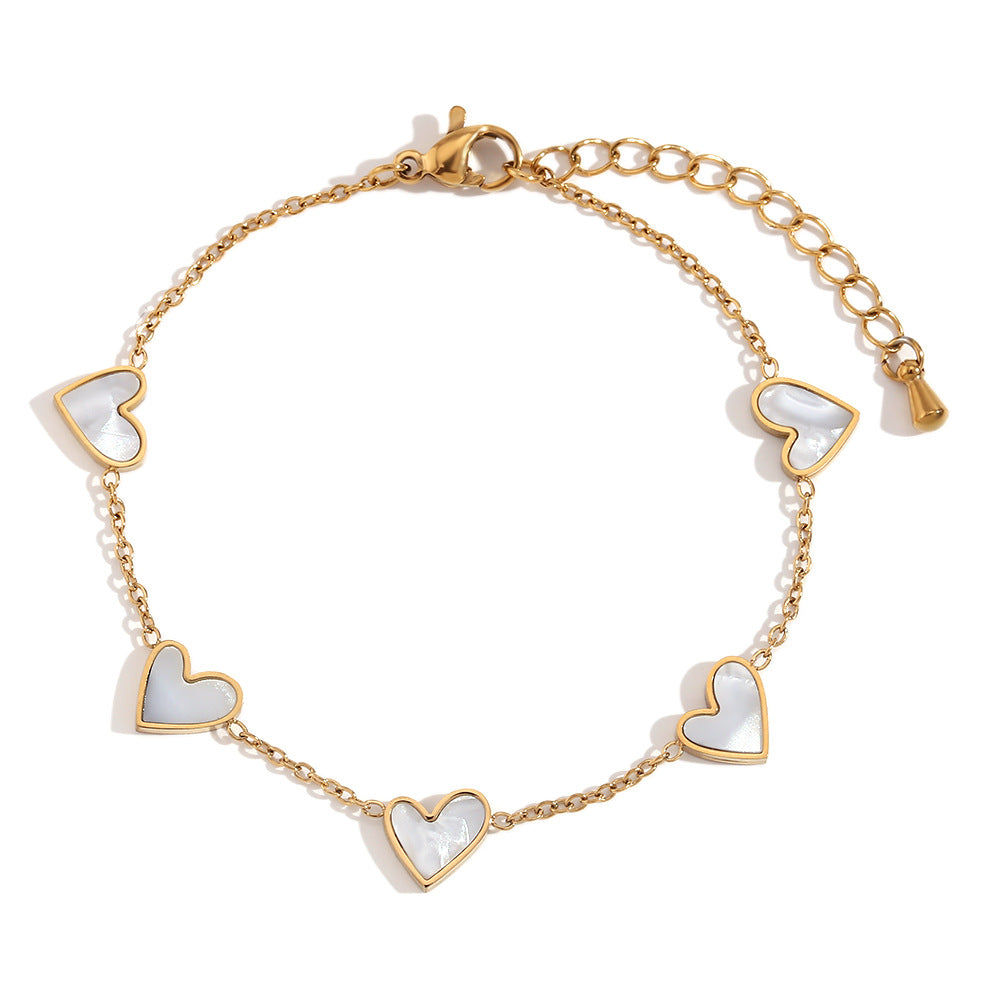 Women Fashion Heart Geometric Stainless Steel 18K Gold Plated Bracelets
