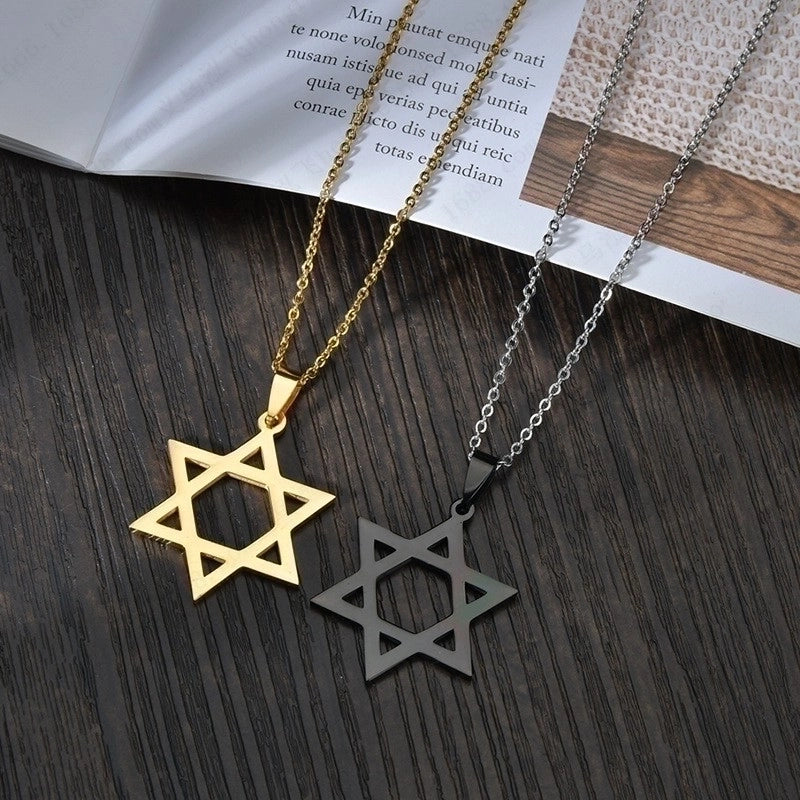 Minimalist Hexagram Titanium Steel Pendant Necklace