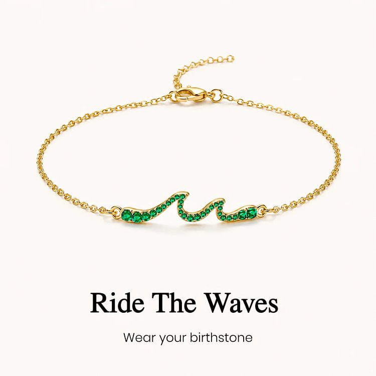 Custom Dainty Wave Birthstone Bracelet