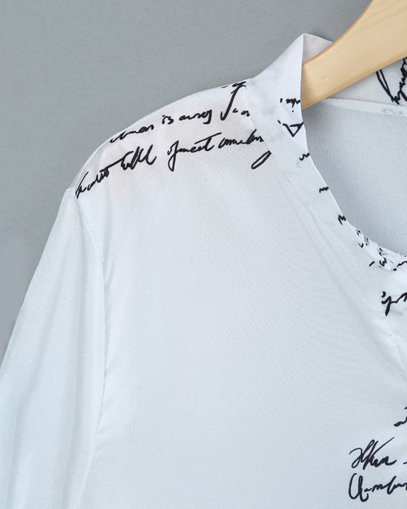 Letter Print Button Design Casual Shirt