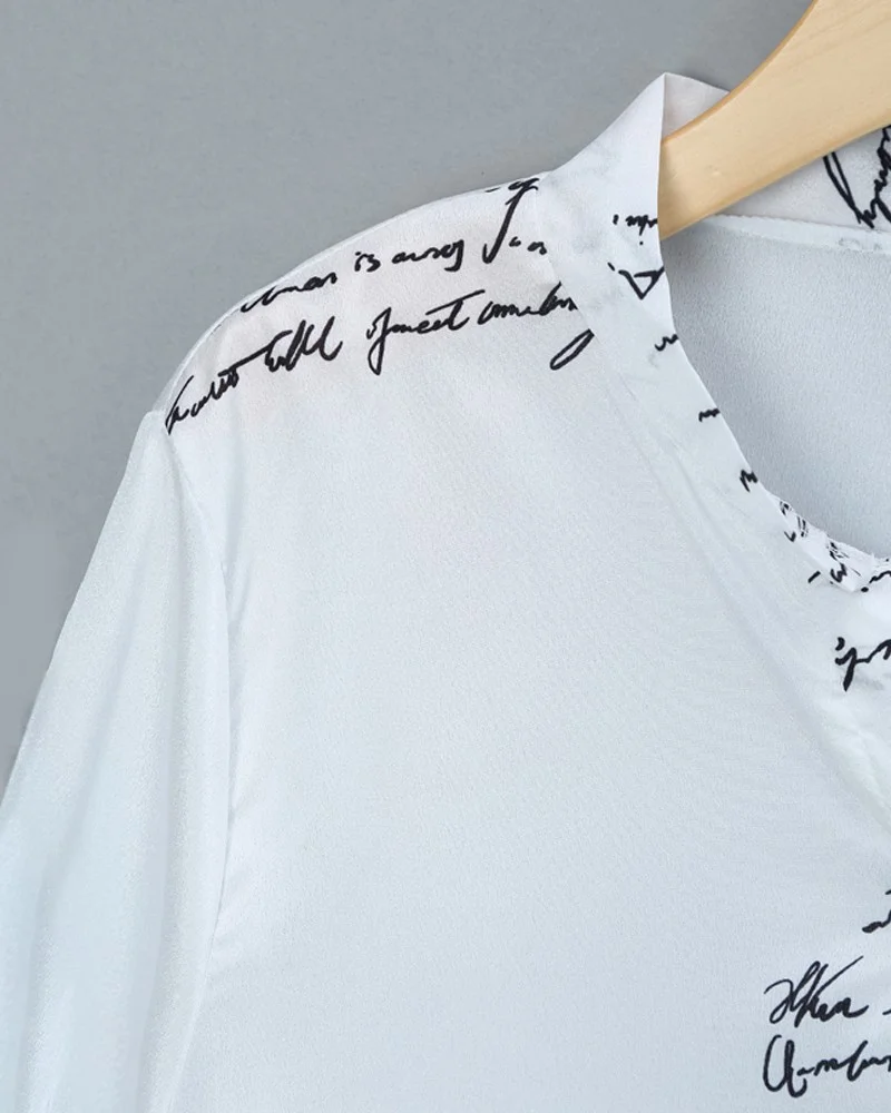 Letter Print Button Design Casual Shirt