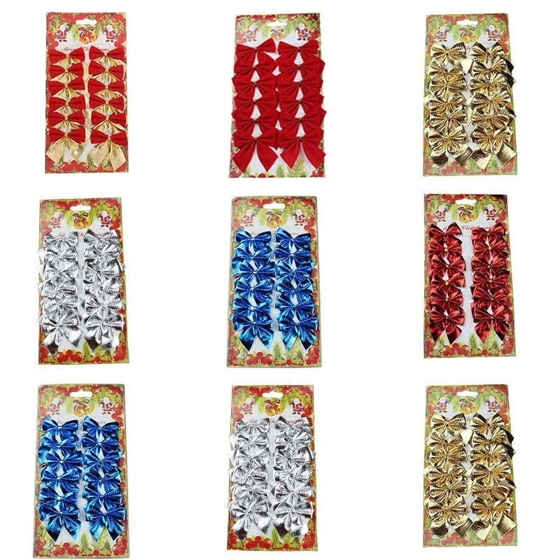Christmas Decoration Flocking Bow Christmas Tree Small Pendant 5.5cm Bow Christmas Supplies 12/package Spot