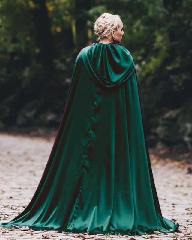 Hooded velvet cape cardigan