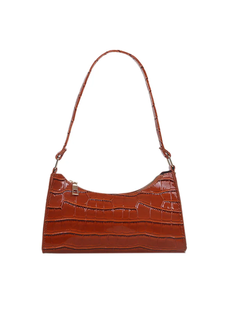 PU Shoulder Totes Casual Zipper for Daily Shopping Leisure Travel (Light Brown)