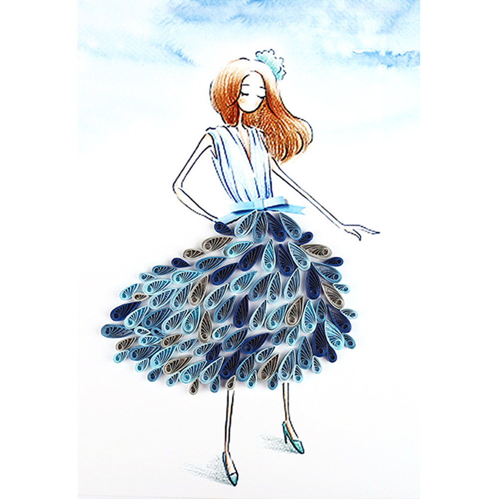 

Blue Dress Girl - Paper Quilling, 501 Original