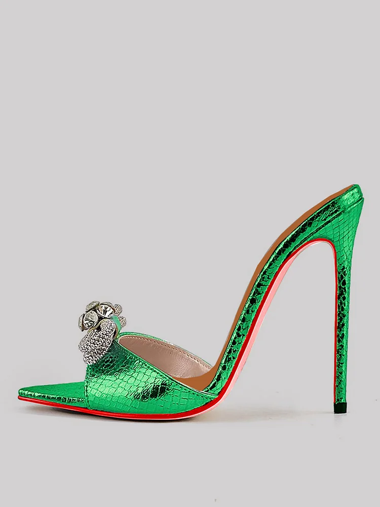 120mm Women's Open Toe Sandals Stiletto Red Bottom High Heels Diamonds Colorful Mules Party Photoshot Shoes