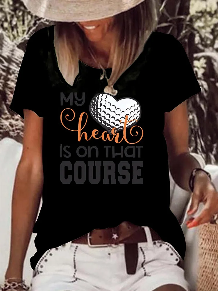 My Heart is on that Course Golf Raw Hem Tee-Annaletters