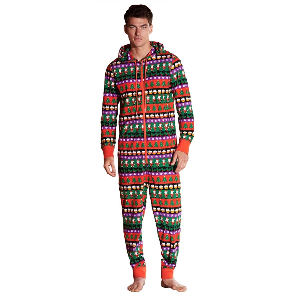 Colorful Christmas Family Matching Pajamas Hoded Jumpsuits Sleepwear-Pajamasbuy
