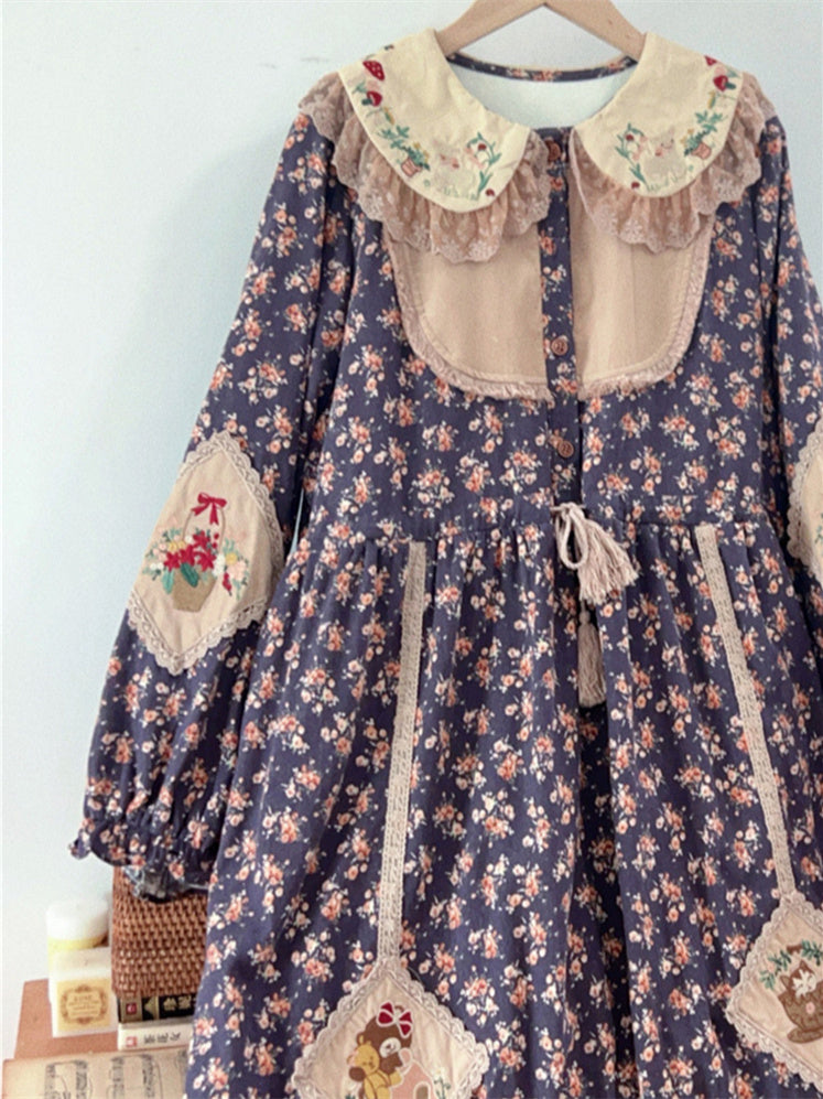 Women Long Sleeve V-neck Graphic Floral Printed Top
