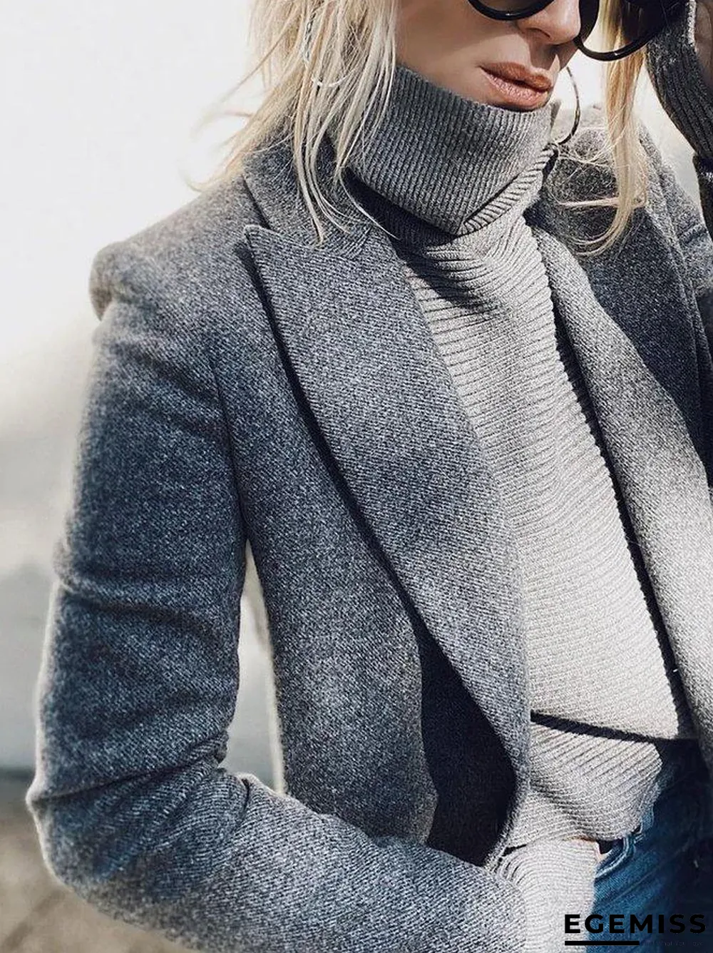 Fashion Lapel Mid-length Solid Color Woolen Coat | EGEMISS