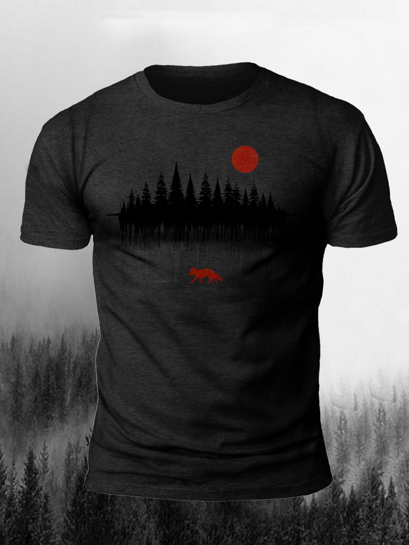 Men's Retro Forest Fox Short-Sleeved Shirt