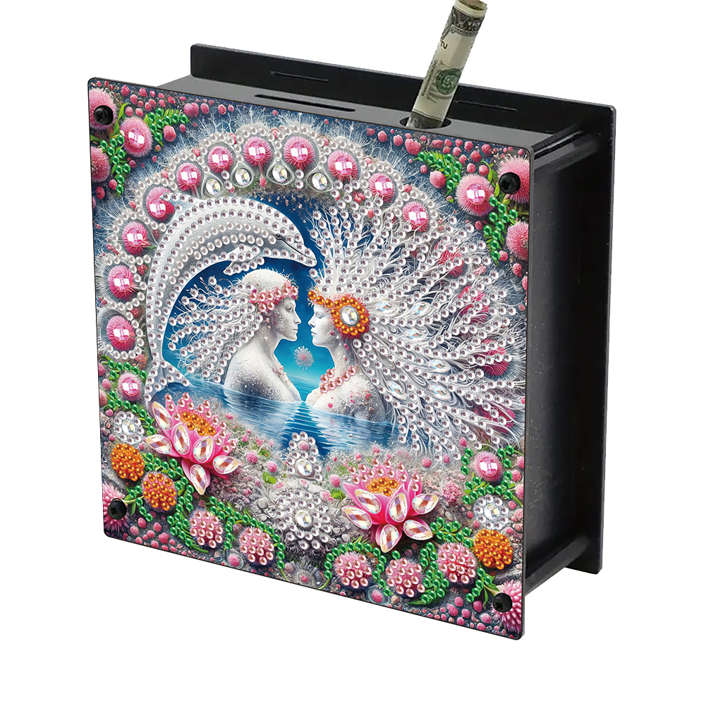 Wooden White Silhouette Diamond Painting Change Holder Case Ornament for Adults