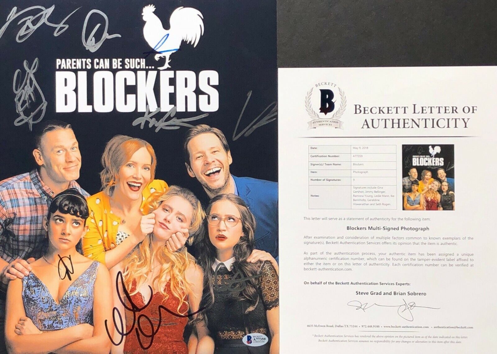 Seth Rogen Gina Gershon Jimmy Bellinger +6 Signed 'Blockers' 11x14 Photo Poster painting BAS