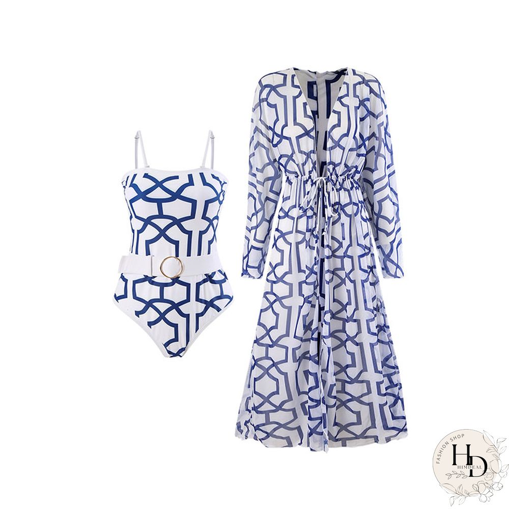 Abstract Line Print Swimsuit