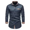 Fashion men's solid color printed  shirt