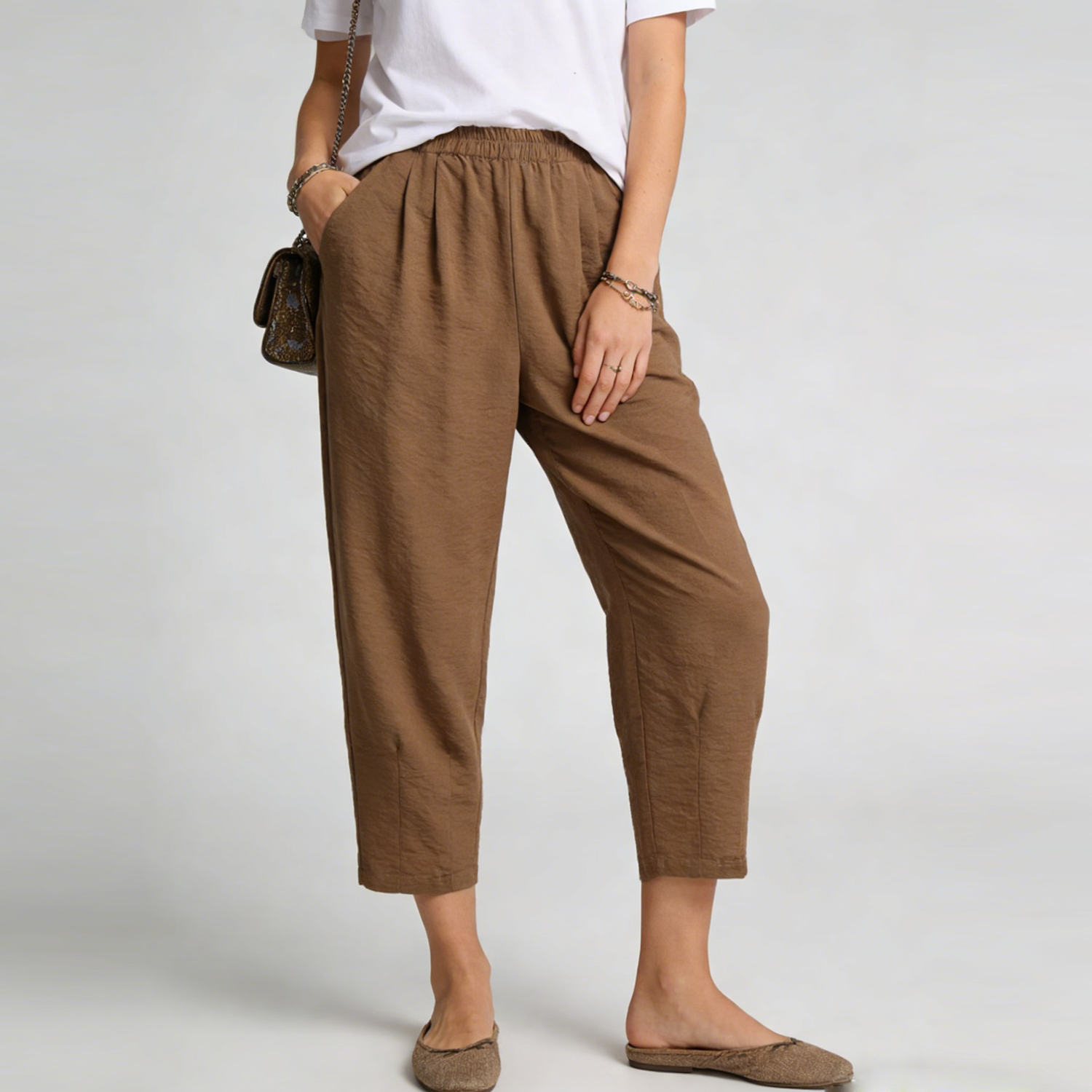 Silk Pants Harem Cropped Textured  REAL SILK LIFE