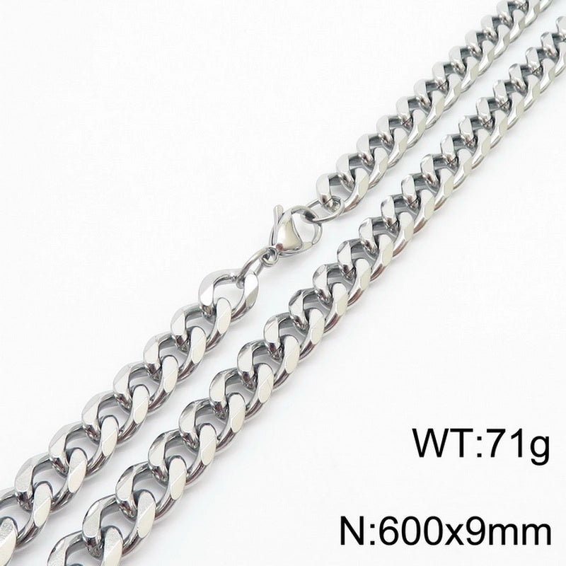 Hiphop Hip Hop Men & Women Trendy Stainless Steel Six-Sided Grinding Necklace