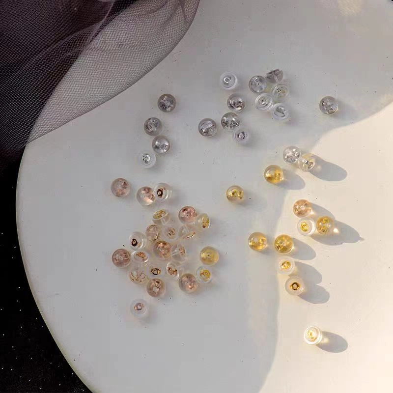 1 Pair Diameter 5mm 925 Sterling Silver Silica Gel Ear Nuts Earring Accessories