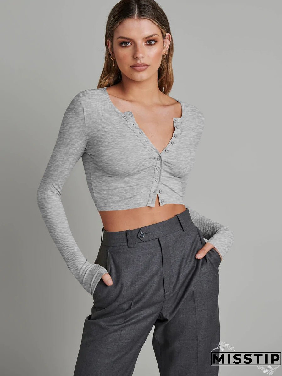 Women's Button Long-sleeved Knitted Autumn Fashion Wear Knitwear