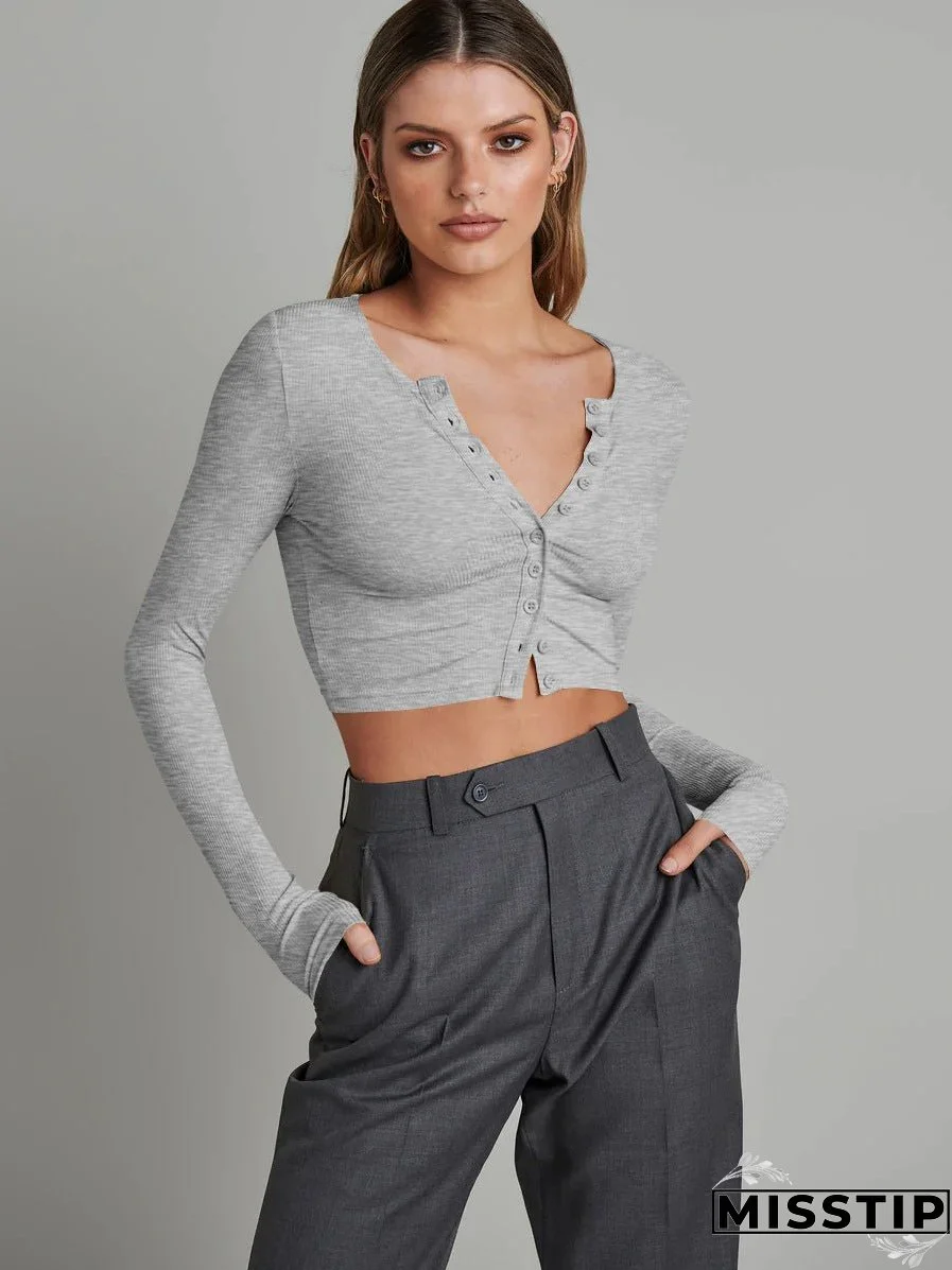 Women's Button Long-sleeved Knitted Autumn Fashion Wear Knitwear