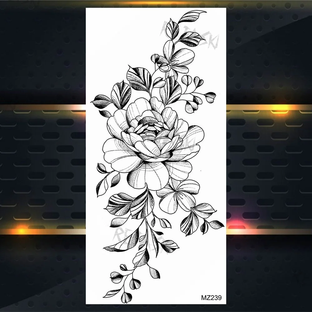 Sdrawing Rose Jewelry Water Transfer Tattoo Stickers Women Body Chest Art Temporary Tattoo Girl Waist Bracelet Flash Tatoos Flower