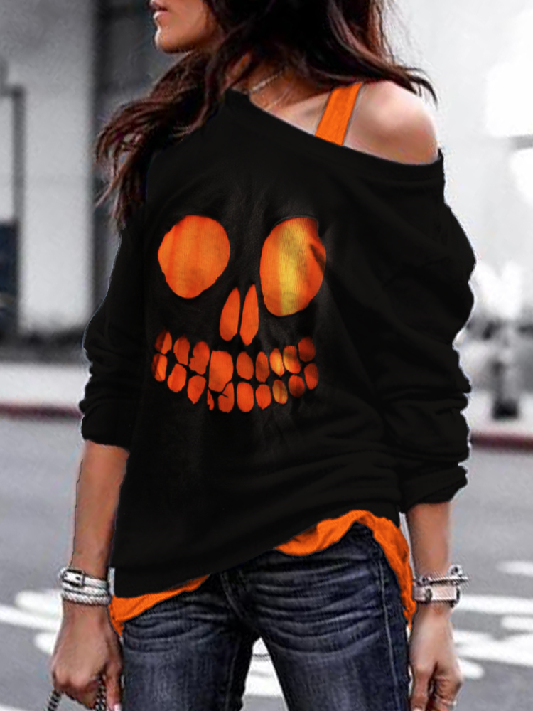 Skull Face Hollow Carved Art Sweatshirt wearshes