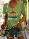 Women's Faith Waymaker Miracle Worker Promise Keeper Light in the Darkness My God Print V-Neck Tee